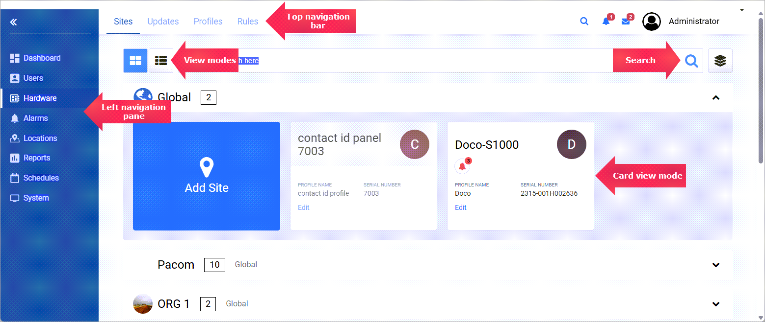 Click image to enlarge, click again to close. Different sections of the user interface identified.